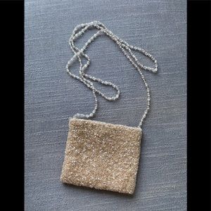 Nude beaded mini purse NWT